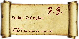 Fodor Zulejka névjegykártya